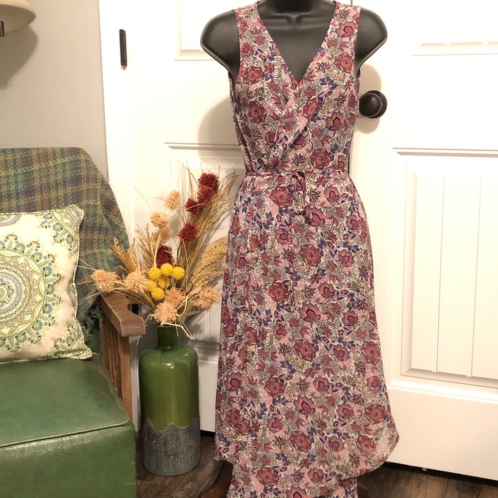 L.A. Hearts floral sleeveless v-neck wrap dress, S